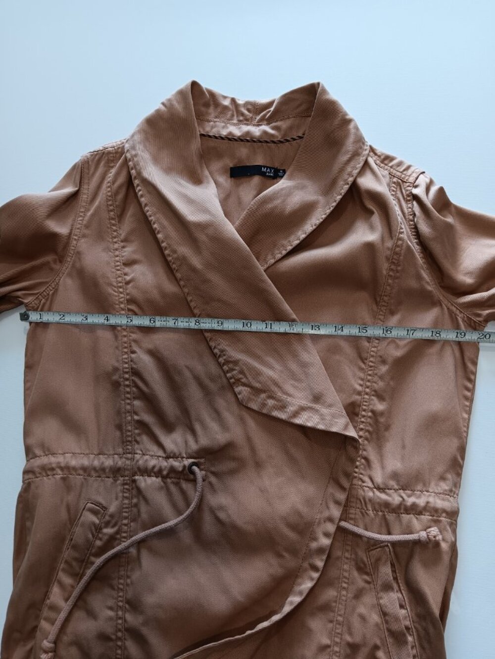 Max Jeans Trench Coat Duster Tencel Brown Jacket Boho-Utility Minimalist Earthy - Picture 8 of 9